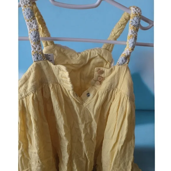 Haute Hippie Crochet Dress Girls 5t Yellow Sunflower Boho Baby Naturals - Picture 7 of 9